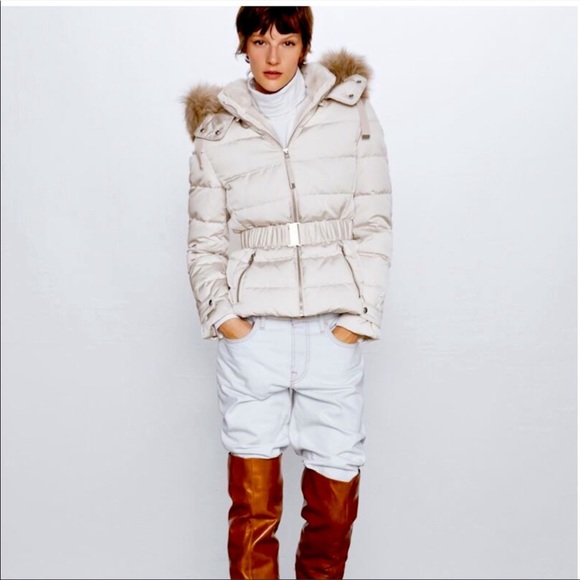 zara belted puffer